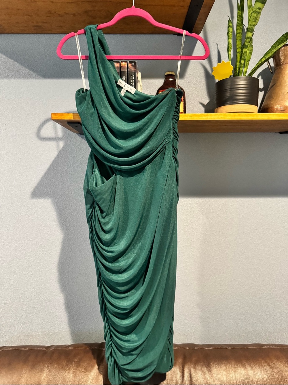 Rare London Ruched One Sleeve Midi Dress